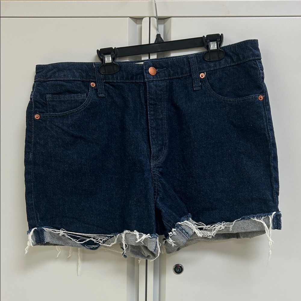 Universal Thread Dark Indigo Distressed Cuffed De… - image 1